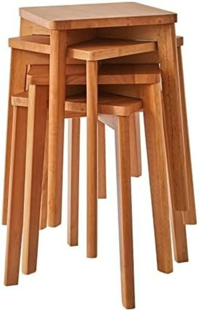 4pcs Wooden Stool Stacking Breakfast Counter - Image 1