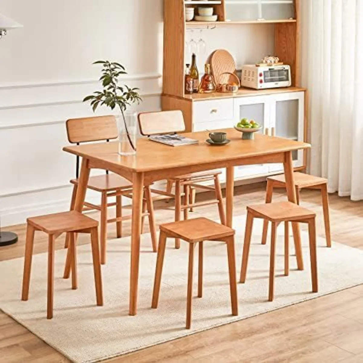 4pcs Wooden Stool Stacking Breakfast Counter - Image 2