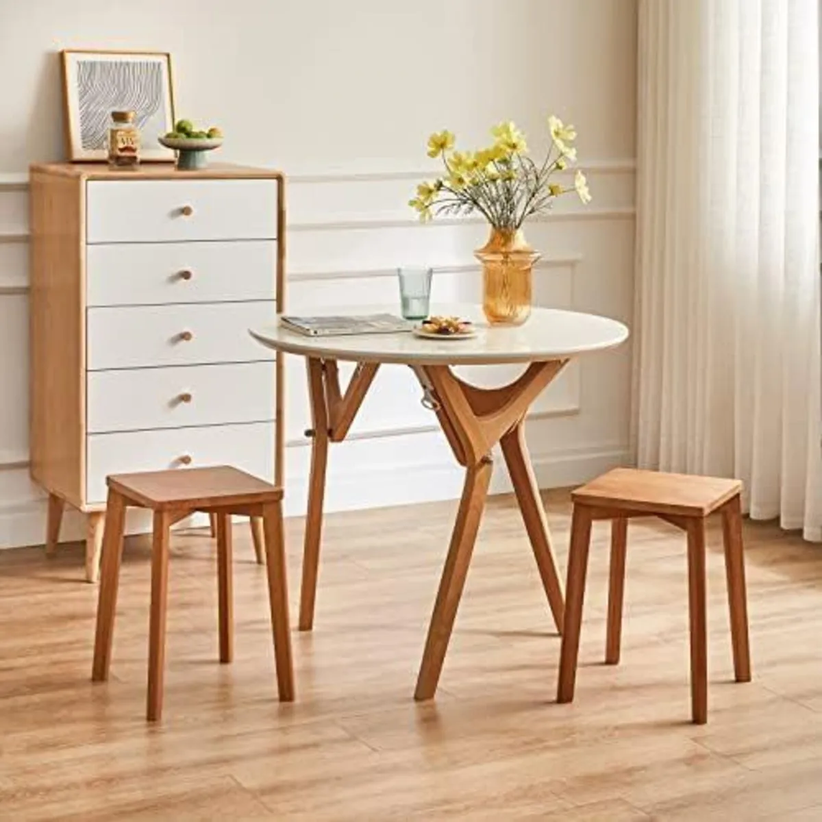 4pcs Wooden Stool Stacking Breakfast Counter - Image 4