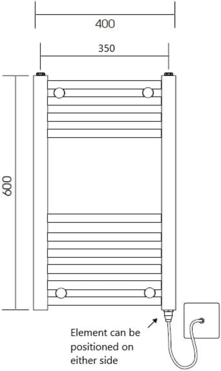 400W X 600h Electric Straight Heated Towel Rail - Image 2