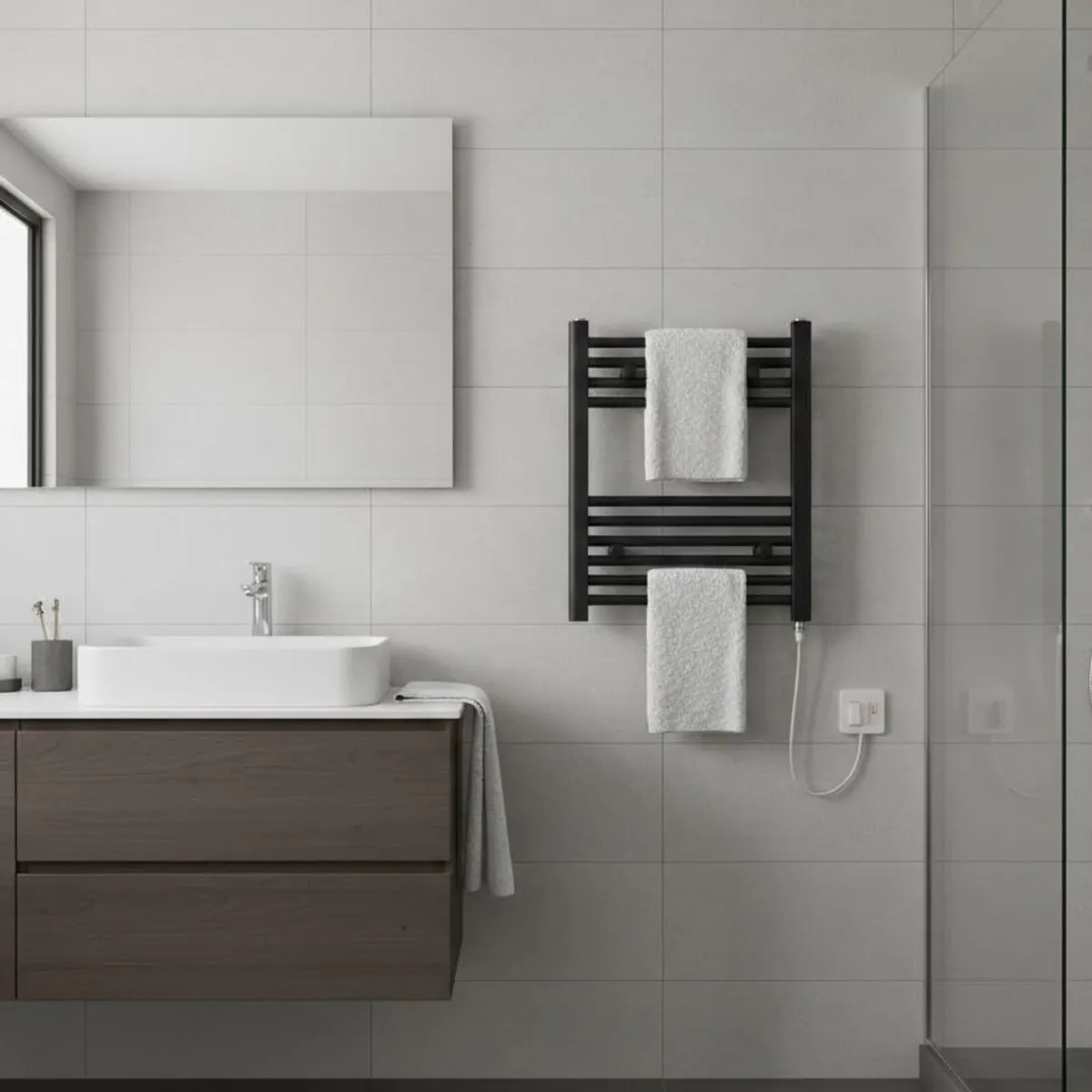 400W X 600h Electric Straight Heated Towel Rail - Image 3