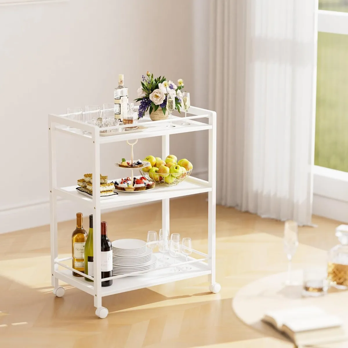 Bar Cart for the Home Serving with Wheels - Image 4