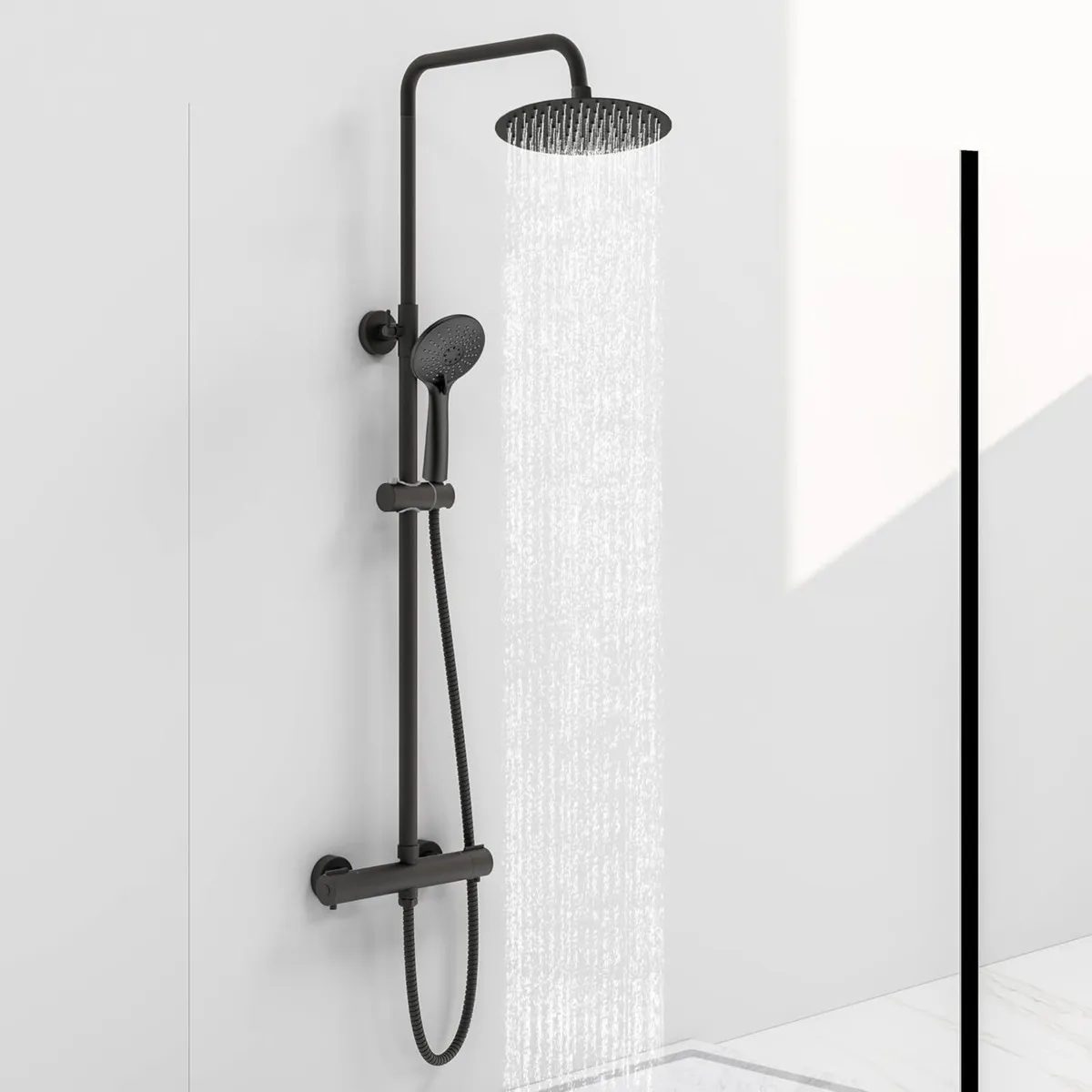Thermostatic Shower Mixer Set Chrome Round 38 - Image 1
