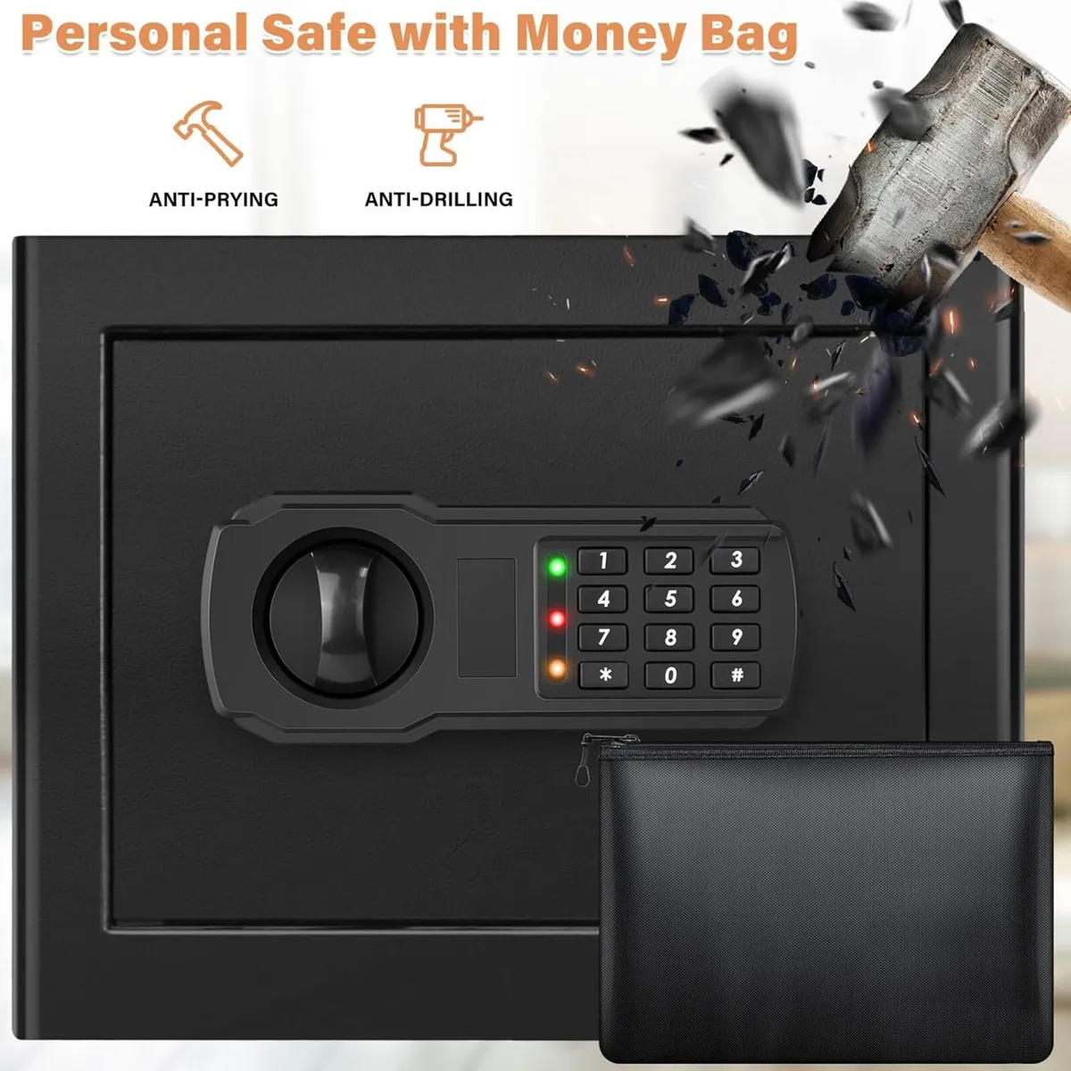 31L Anti-Theft Home Safe Box with Money Bag - Image 2
