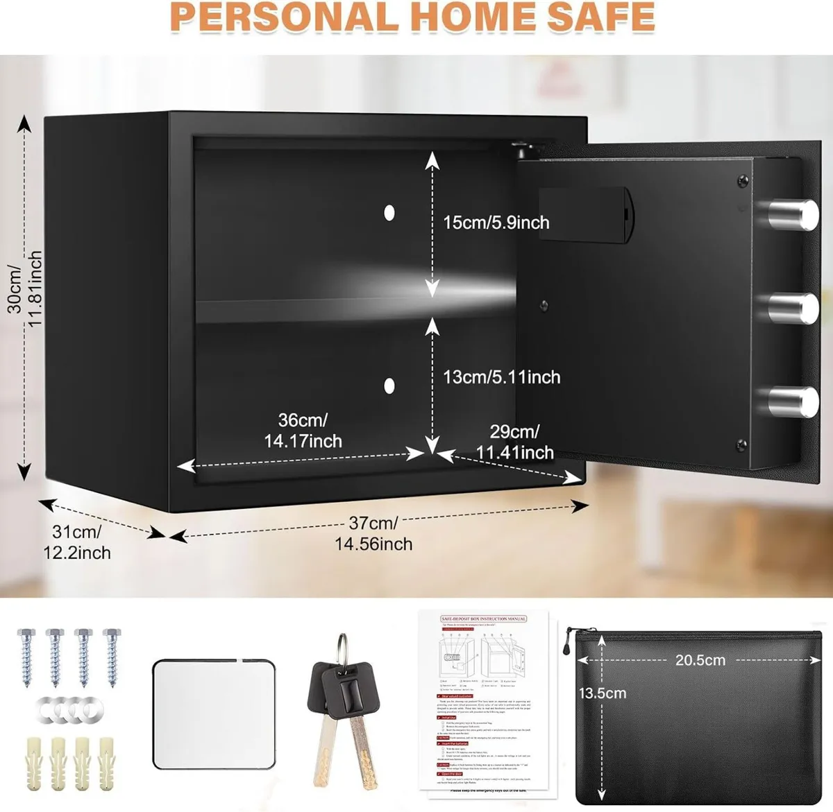 31L Anti-Theft Home Safe Box with Money Bag - Image 4