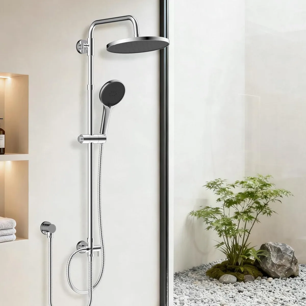 Adjustable Shower Riser Rail Kit with 10" - Image 1