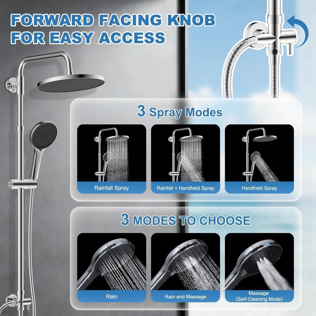 Adjustable Shower Riser Rail Kit with 10" - Image 3