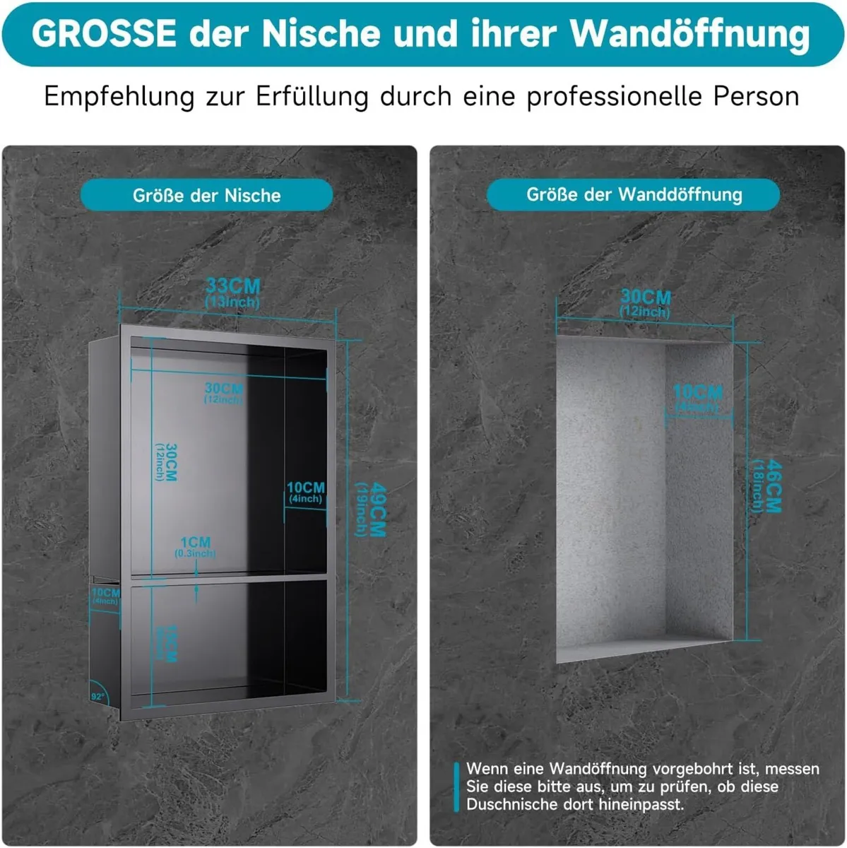 Shower Niche Stainless Steel Wall Insert Recessed - Image 3