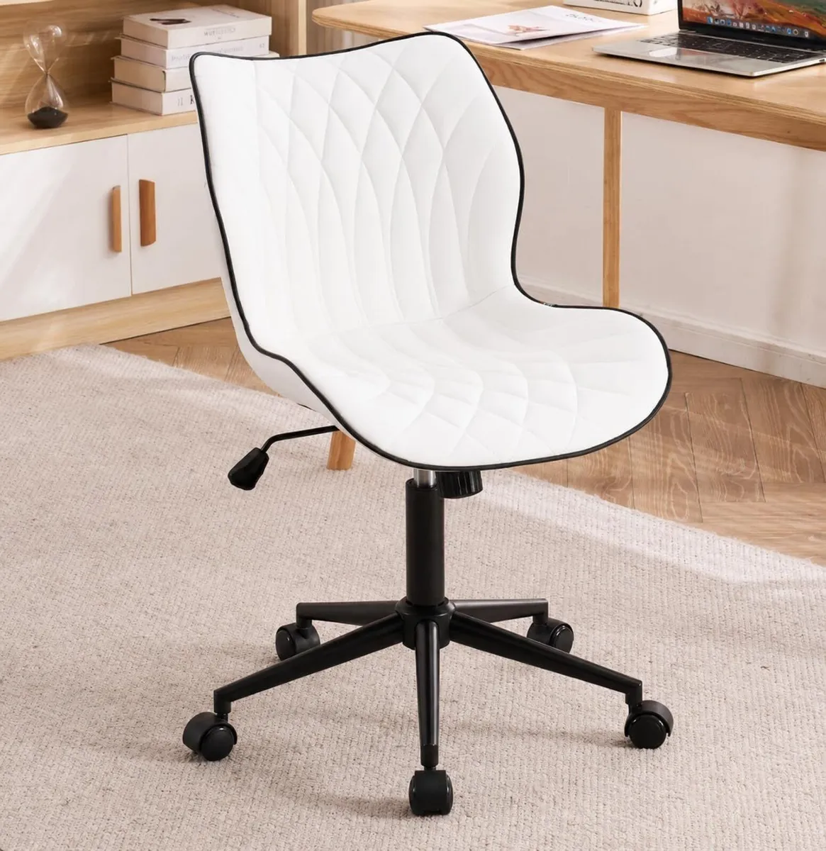 Desk Chair Adjustable Home Office with Wheels PU - Image 1