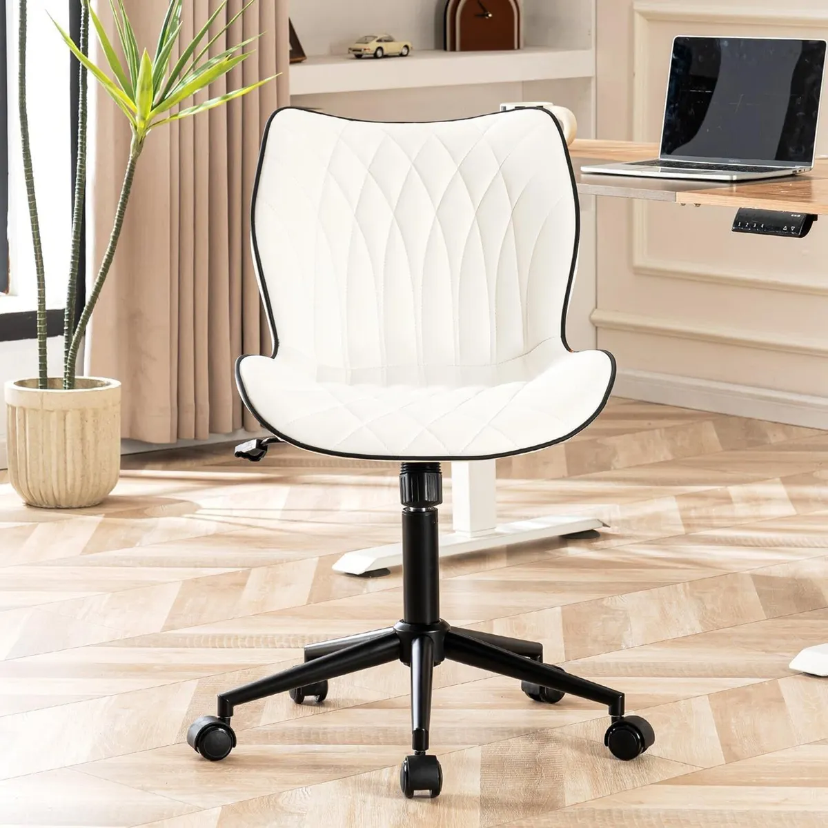 Desk Chair Adjustable Home Office with Wheels PU - Image 3
