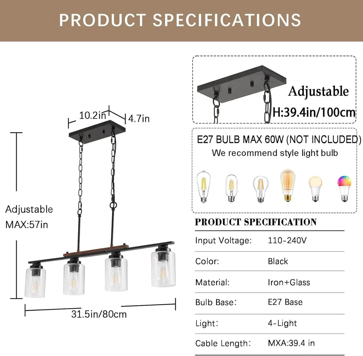 Modern Ceiling Lights E27 Farmhouse Living Room - Image 4