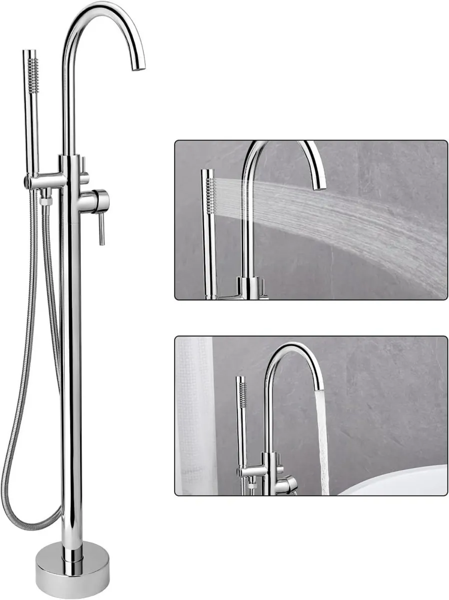 Free Standing Tub Taps Floor Mount Freestanding - Image 1