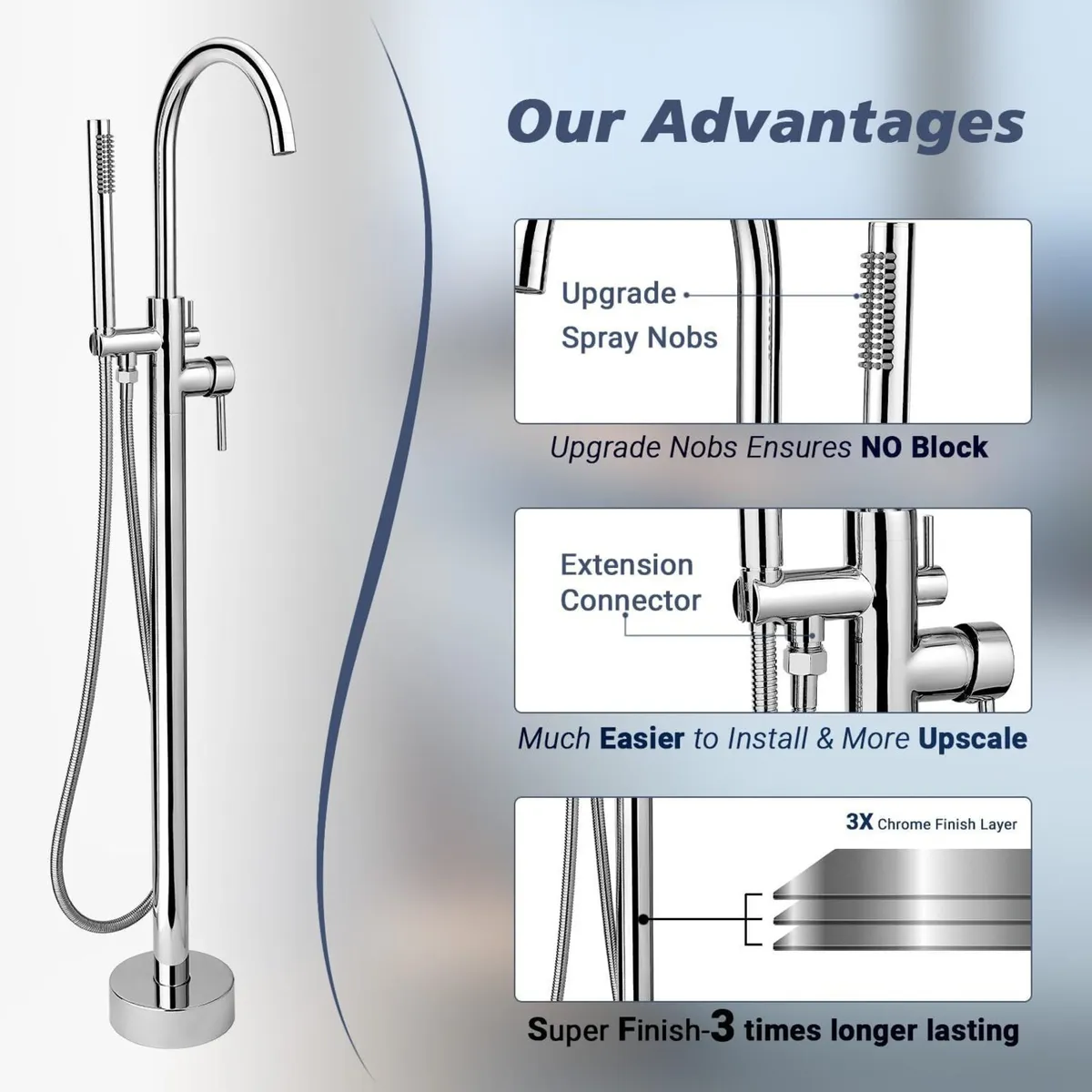 Free Standing Tub Taps Floor Mount Freestanding - Image 4