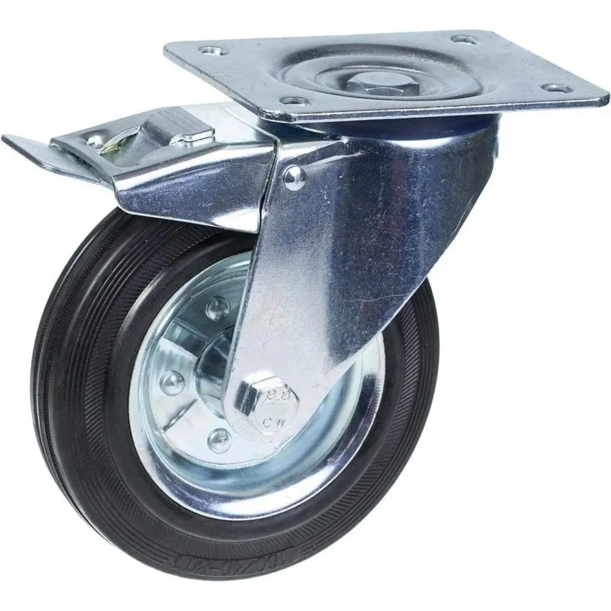 Castor Wheels 200mm Rubber Swivel Brake 800KG - Image 3