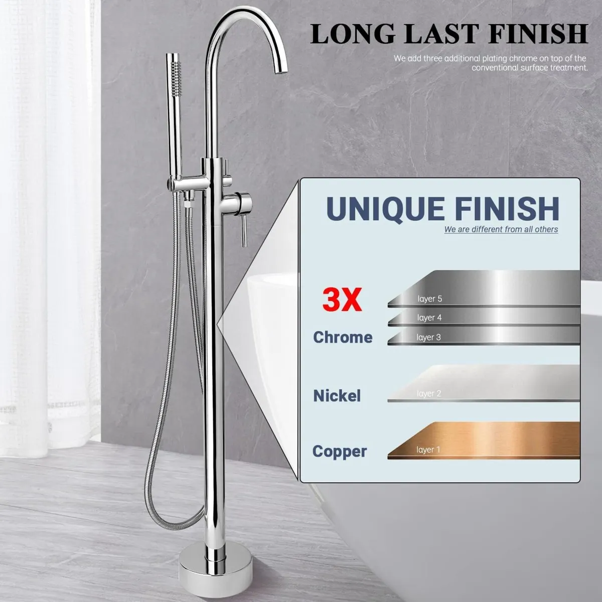 Free Standing Tub Taps Floor Mount Freestanding - Image 2
