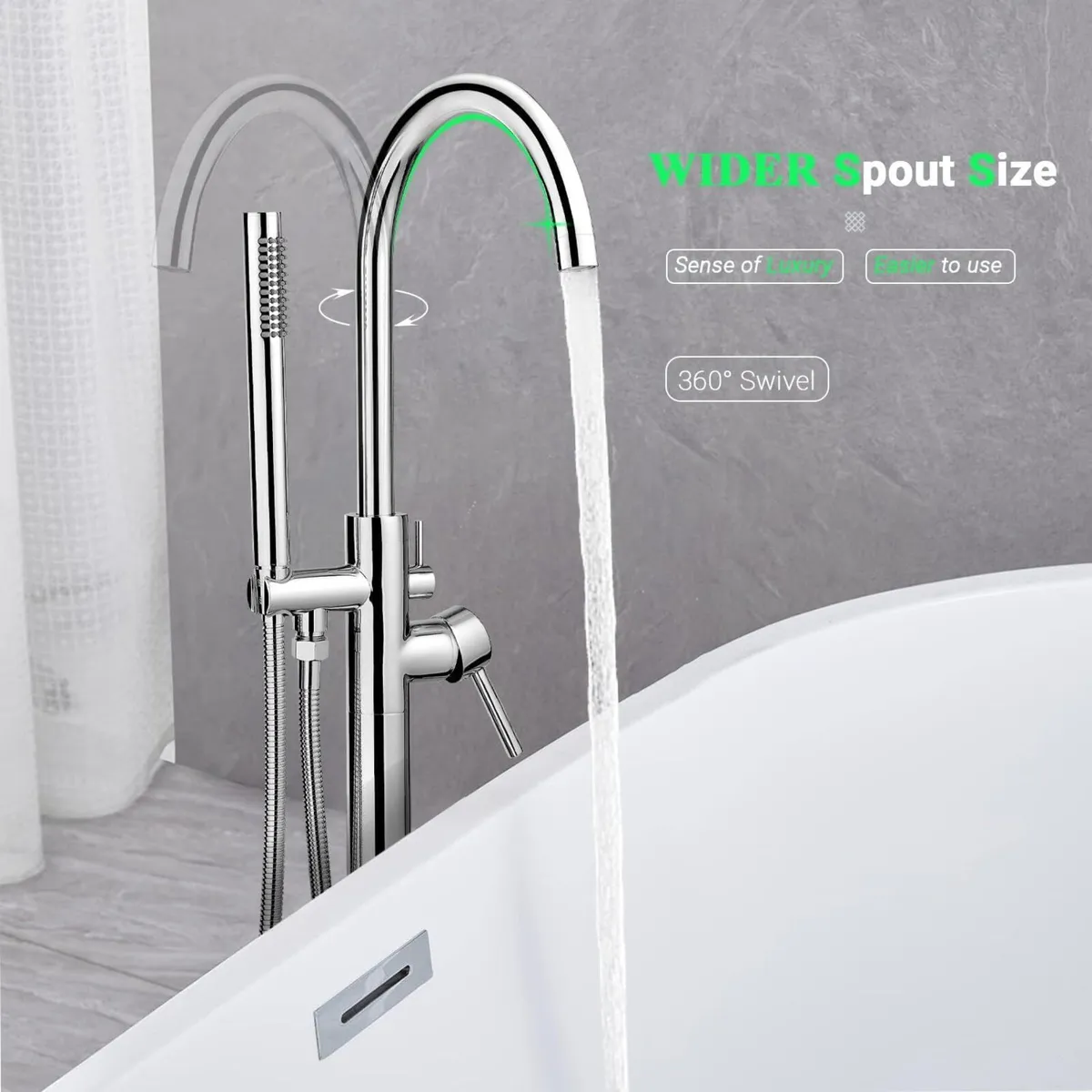 Free Standing Tub Taps Floor Mount Freestanding - Image 3