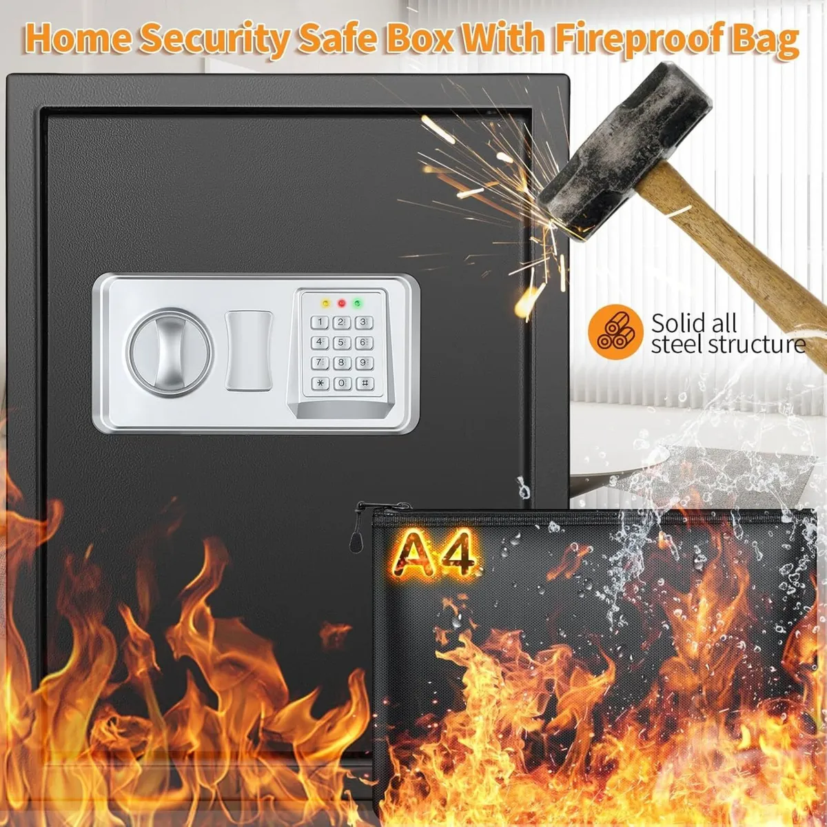 22L Digital Home Safe Box with Code Money - Image 2
