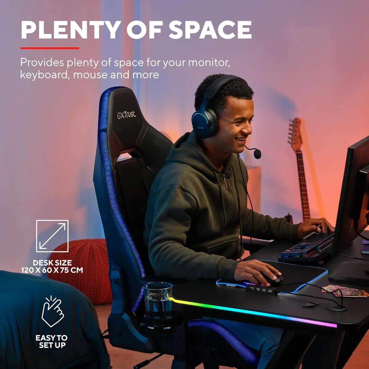 Luminus Pro Gaming Desk 120x60 LED RGB Computer - Image 3
