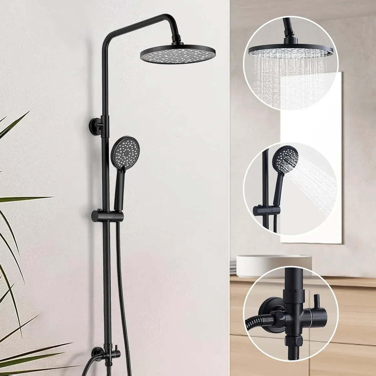 Shower Riser Rail Kit Rainfall for Bathroom Chrome - Image 2