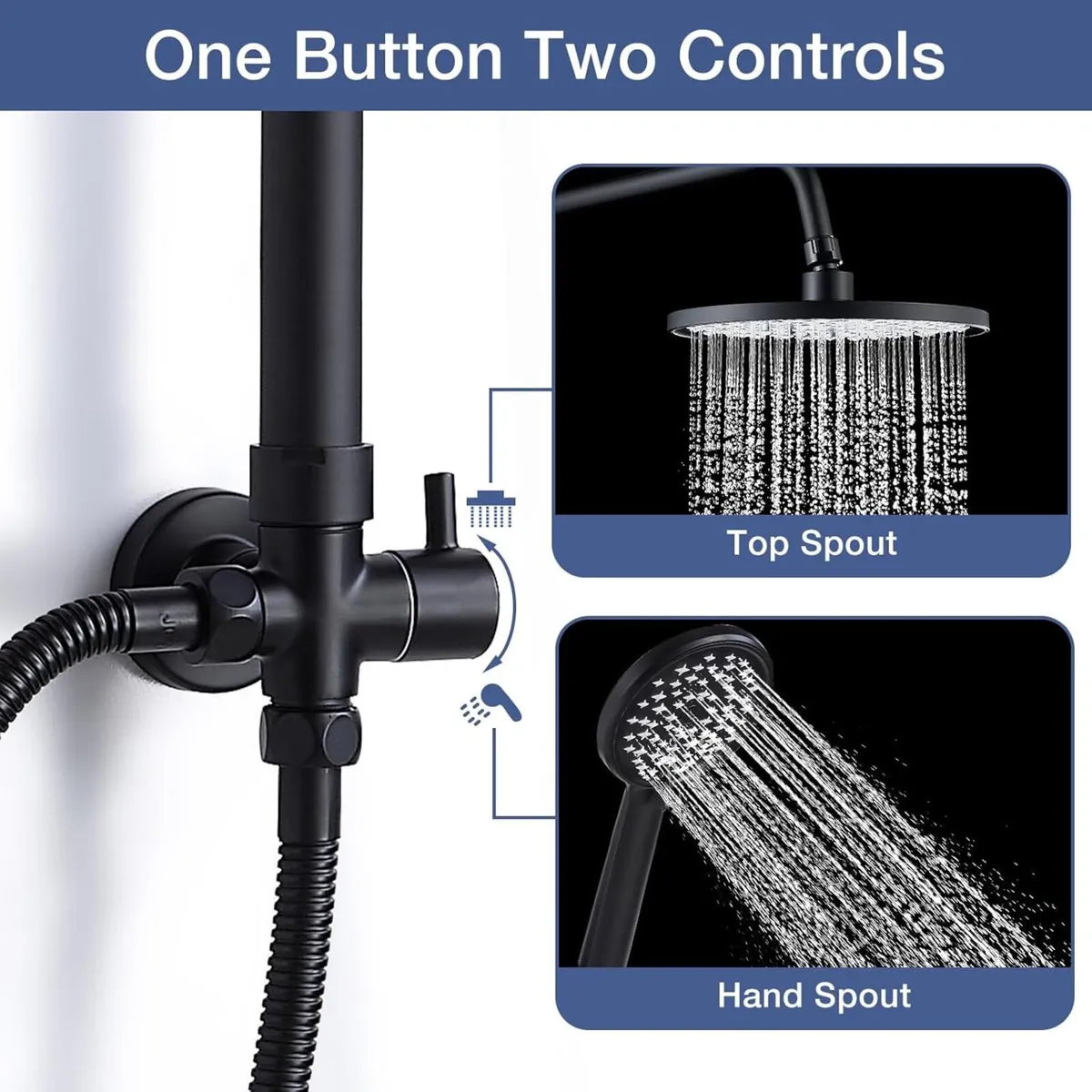 Shower Riser Rail Kit Rainfall for Bathroom Chrome - Image 3
