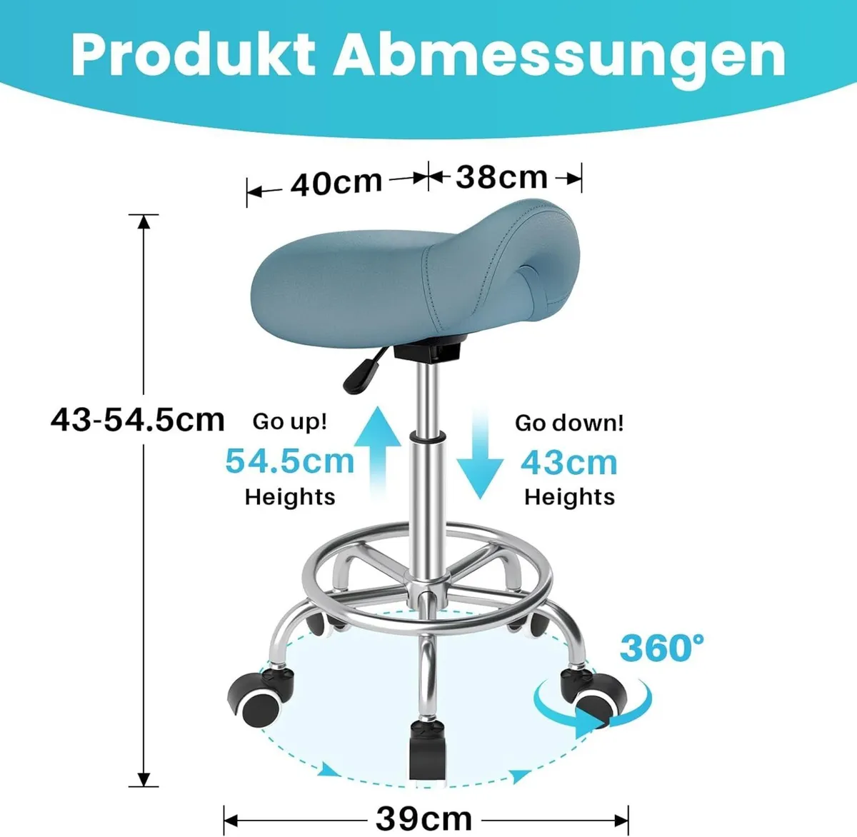 Stool Ergonomic Comfortable Rolling Chair - Image 2