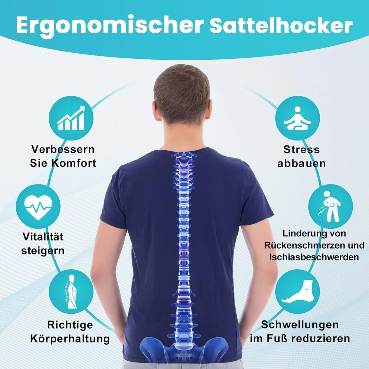 Stool Ergonomic Comfortable Rolling Chair - Image 4