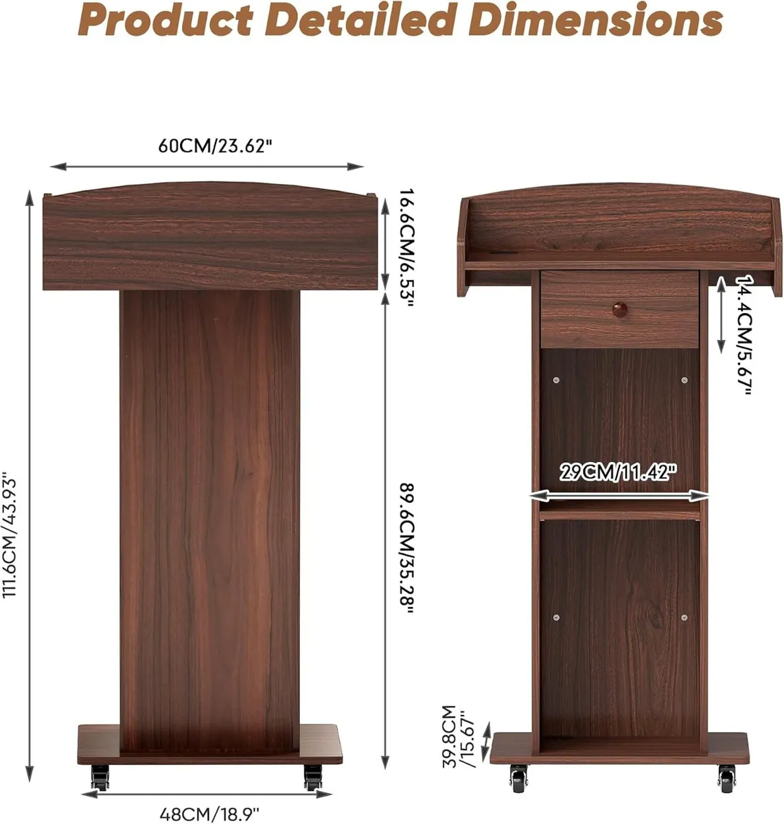 Portable Podium Stand with Adjustable Shelf - Image 2