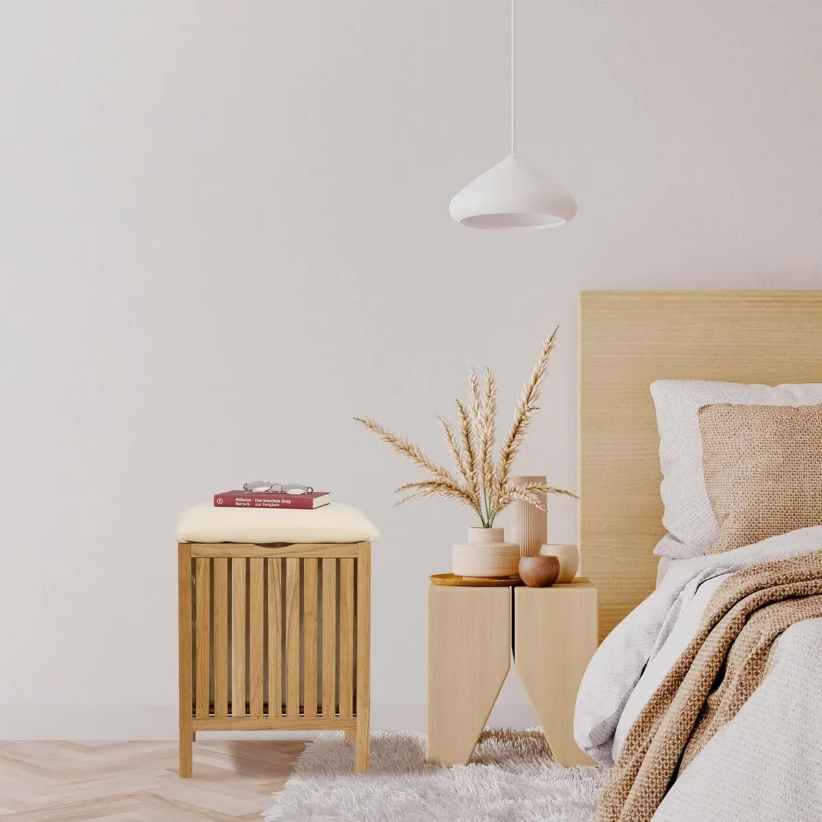 Laundry Hamper with Seat Bathroom Stool Storage - Image 3