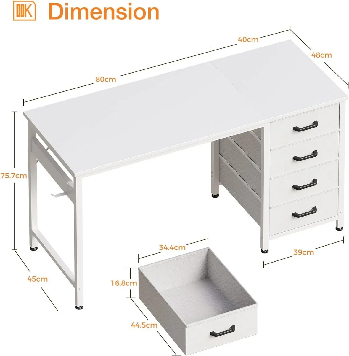 Computer Desk with Drawers Reversible Office - Image 3