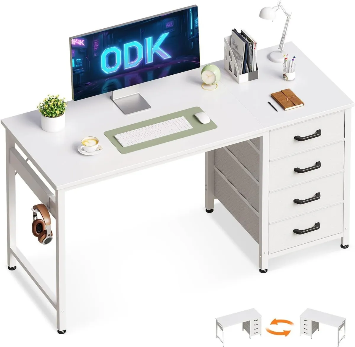 Computer Desk with Drawers Reversible Office - Image 1