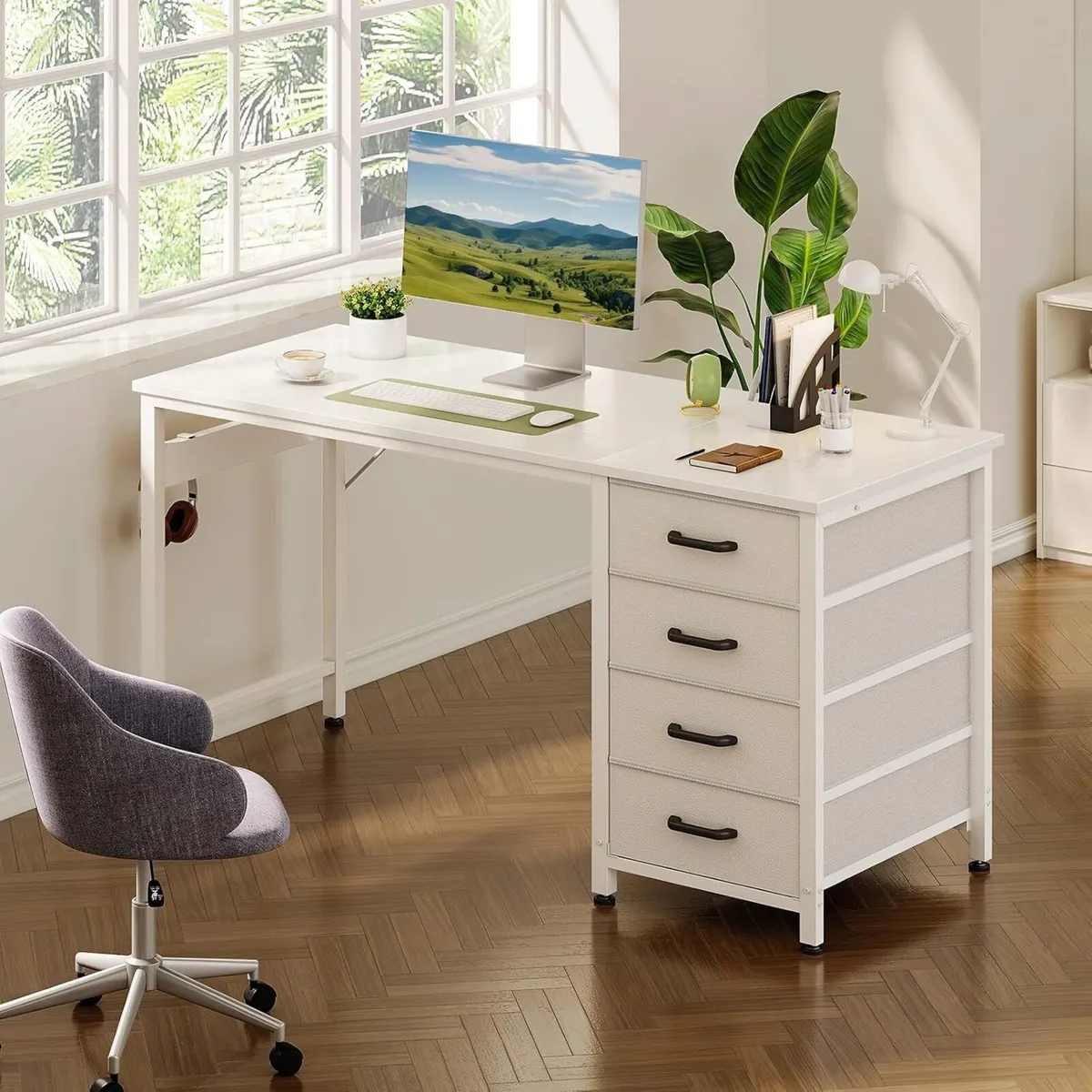 Computer Desk with Drawers Reversible Office - Image 2