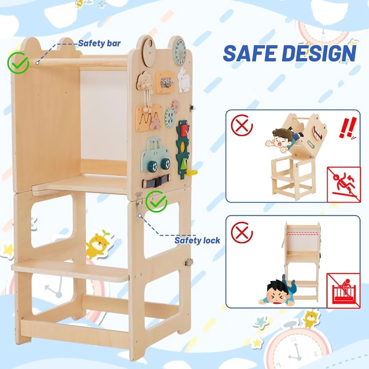 Kids Step Stool Wooden Learning Tower Kitchen - Image 4