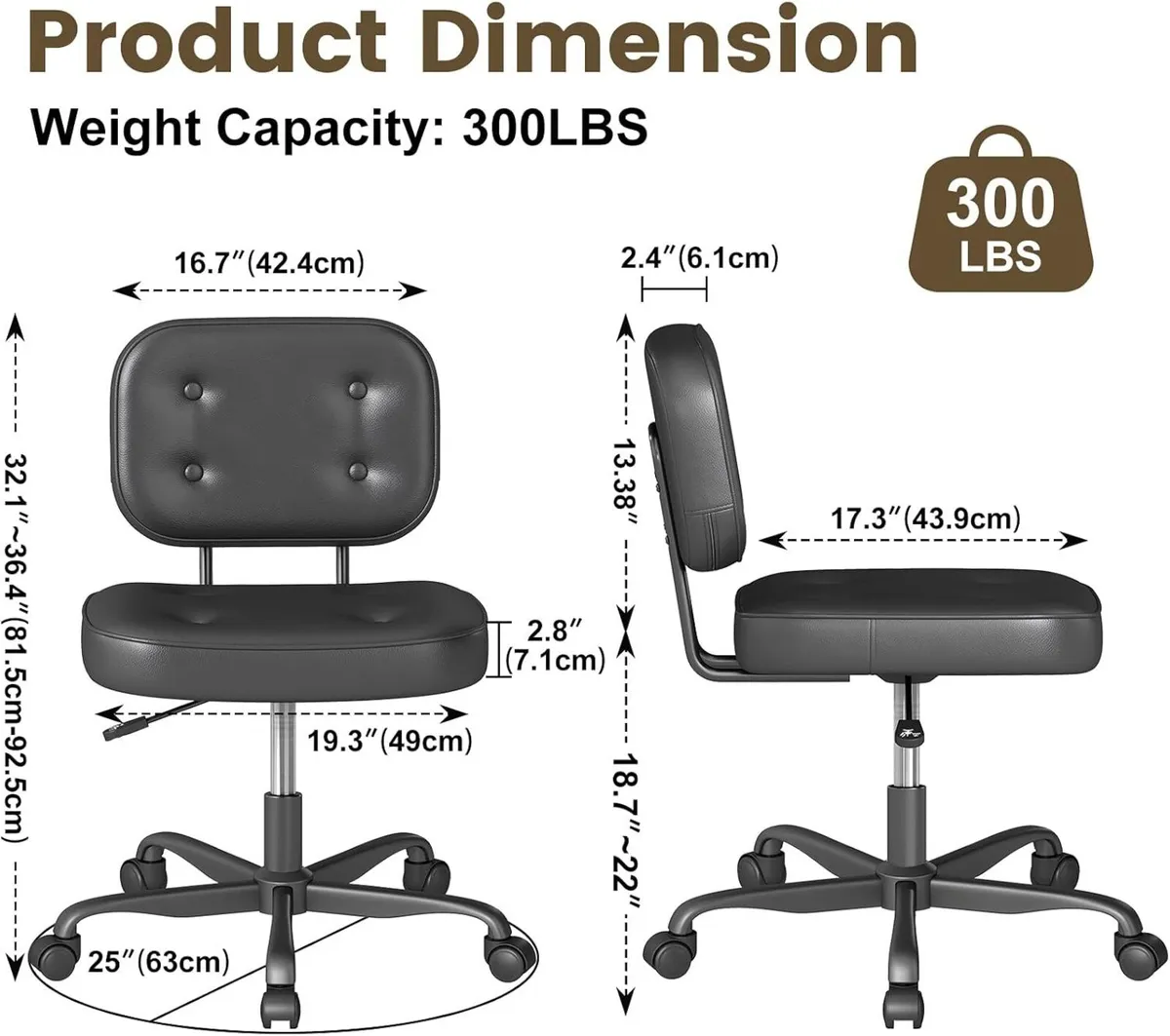 Office Chair Adjustable Swivel Desk Seat PU - Image 2