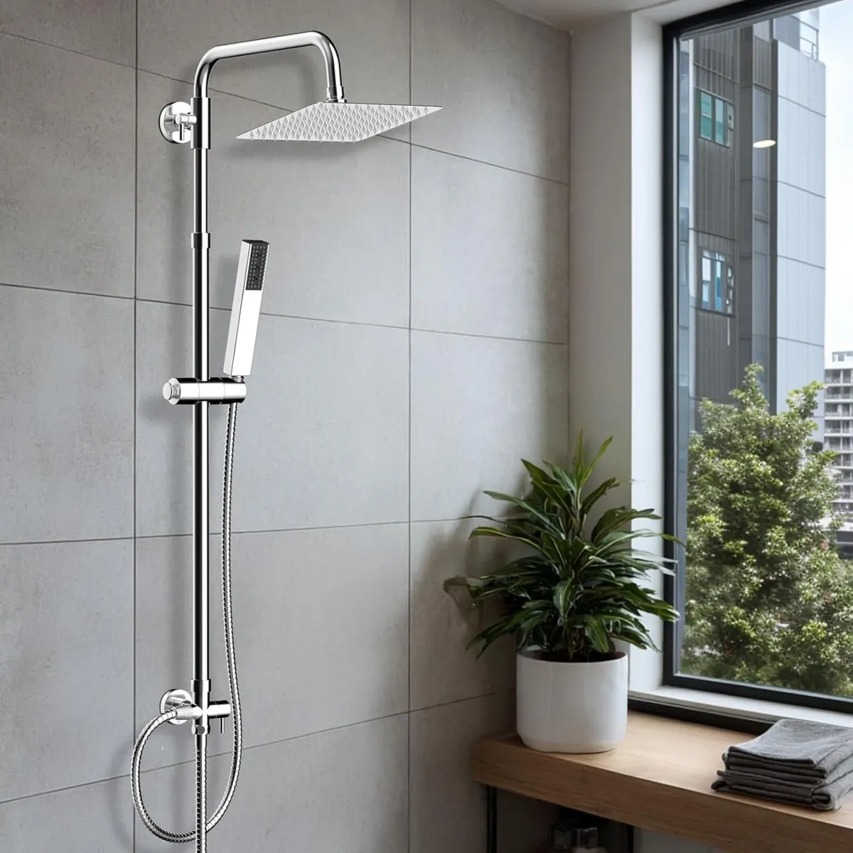 All Metal Rainfall Shower Set 4 Modes Handheld - Image 1