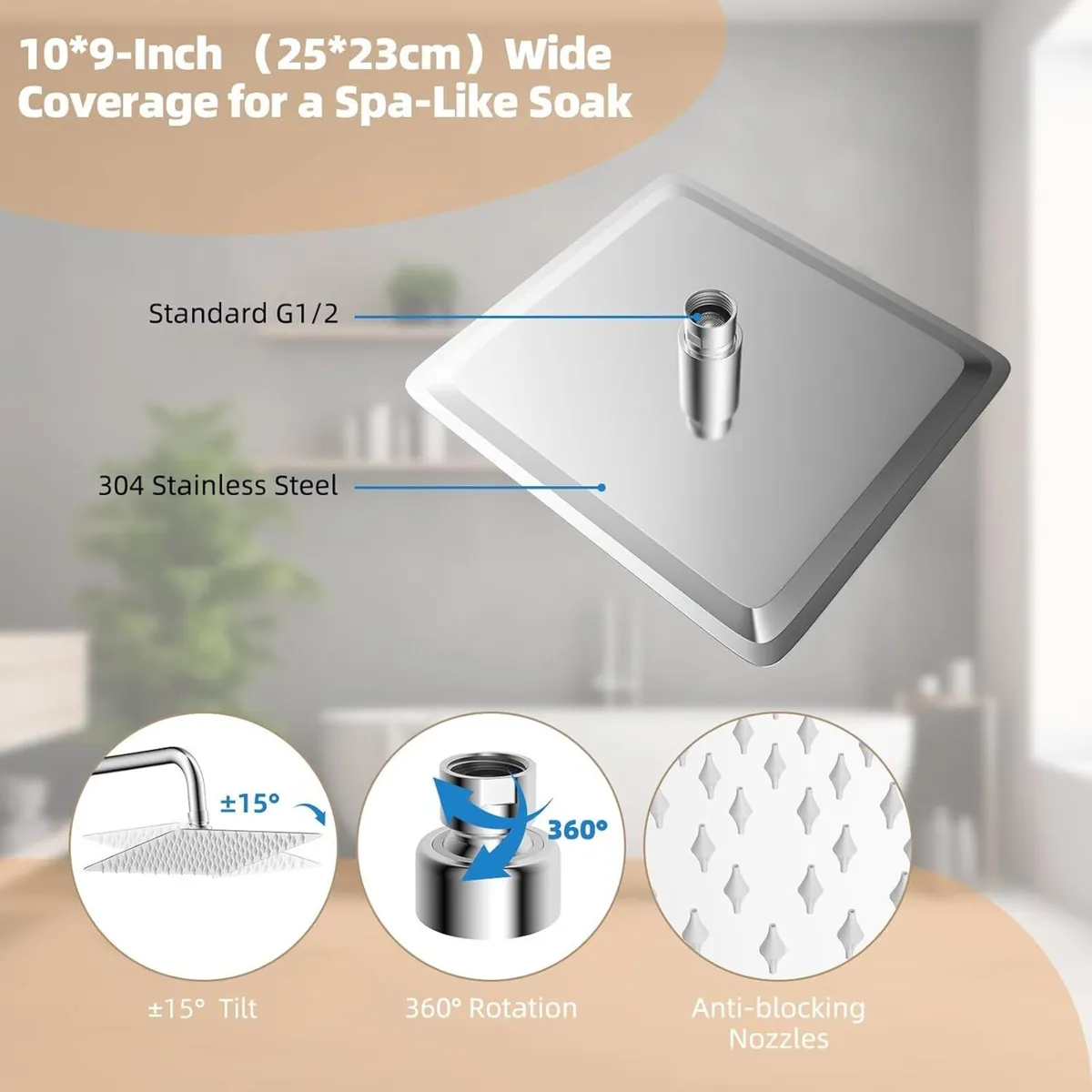 All Metal Rainfall Shower Set 4 Modes Handheld - Image 3