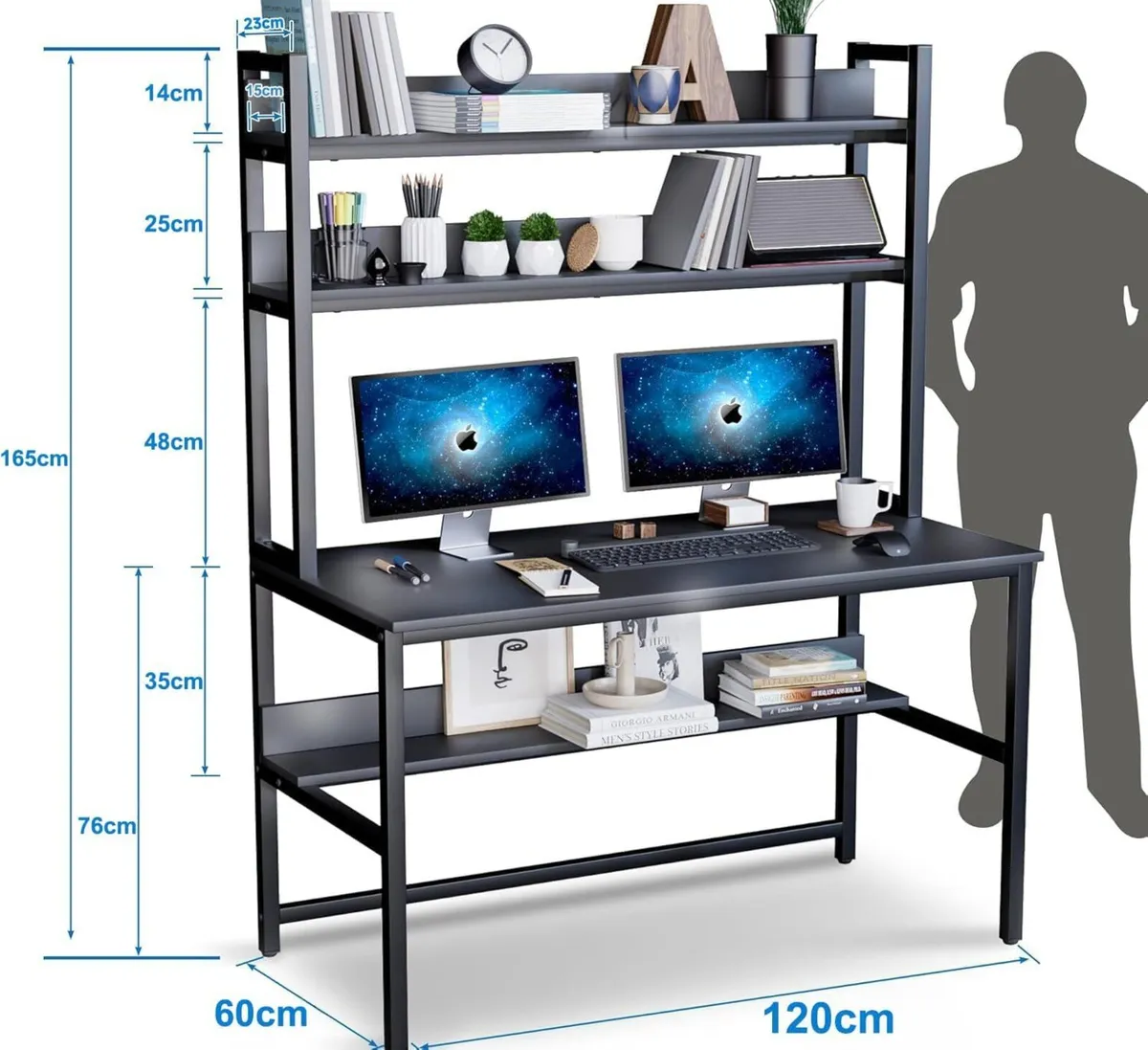 Desk with Shelves Computer 3-Tier Storage - Image 3