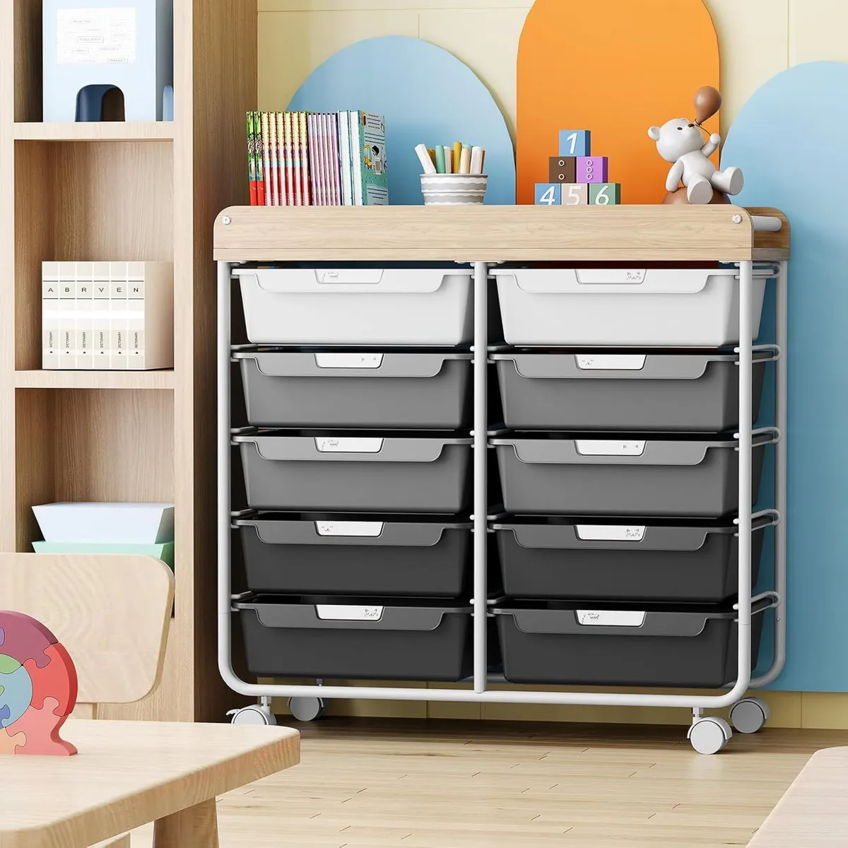 10-Drawer Craft Organiser Trolley Cart Mobile - Image 2