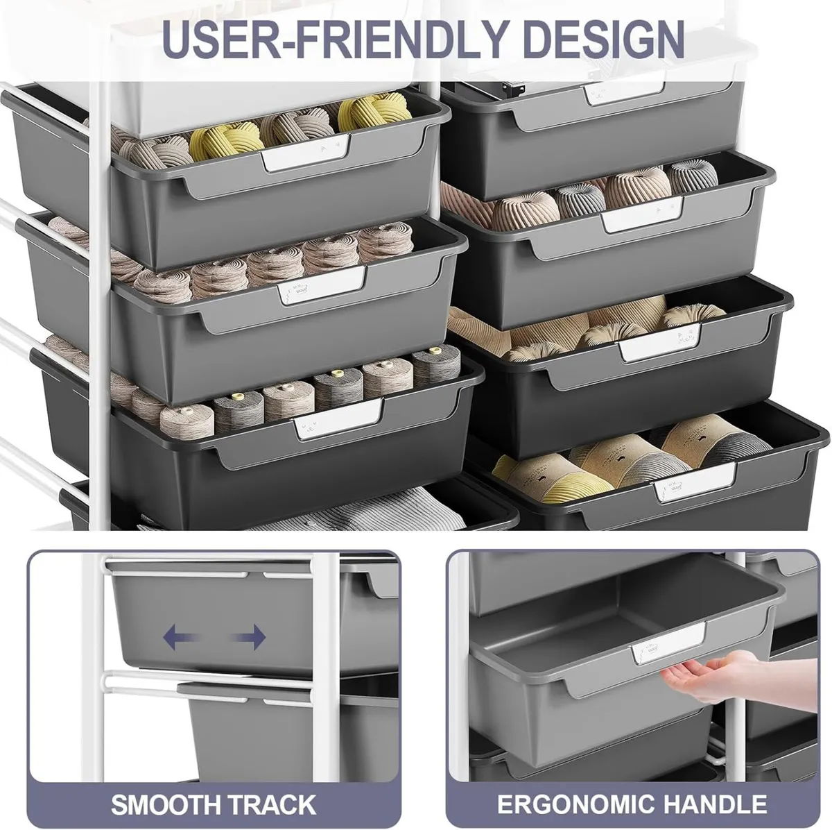 10-Drawer Craft Organiser Trolley Cart Mobile - Image 4