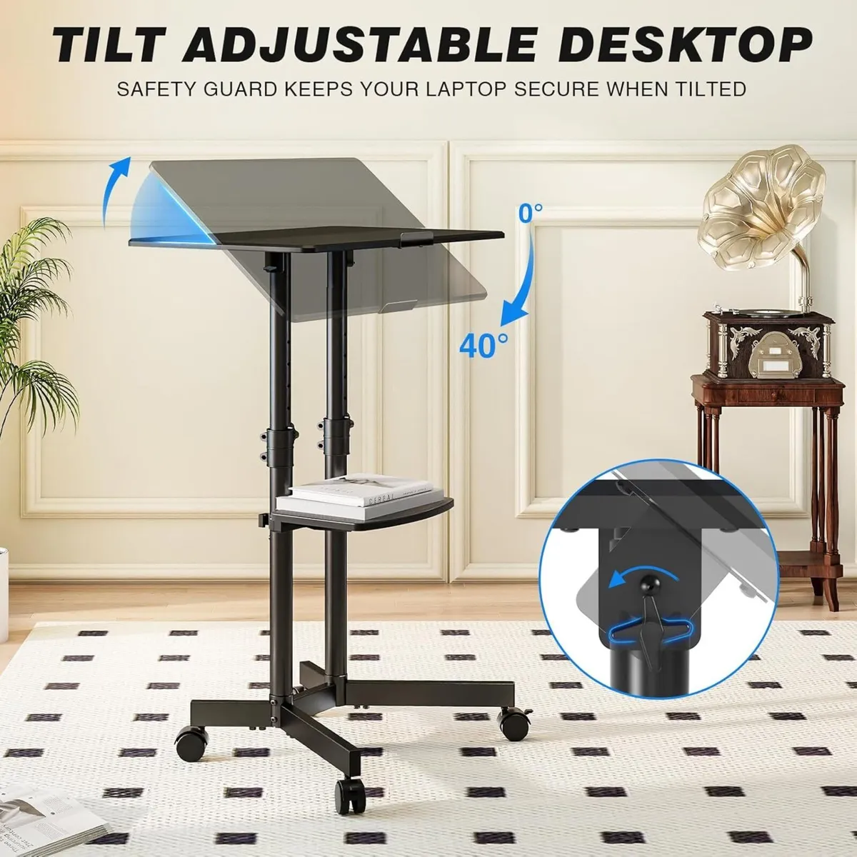 Mobile Standing Desk for Laptop Lectern 60x40CM - Image 4