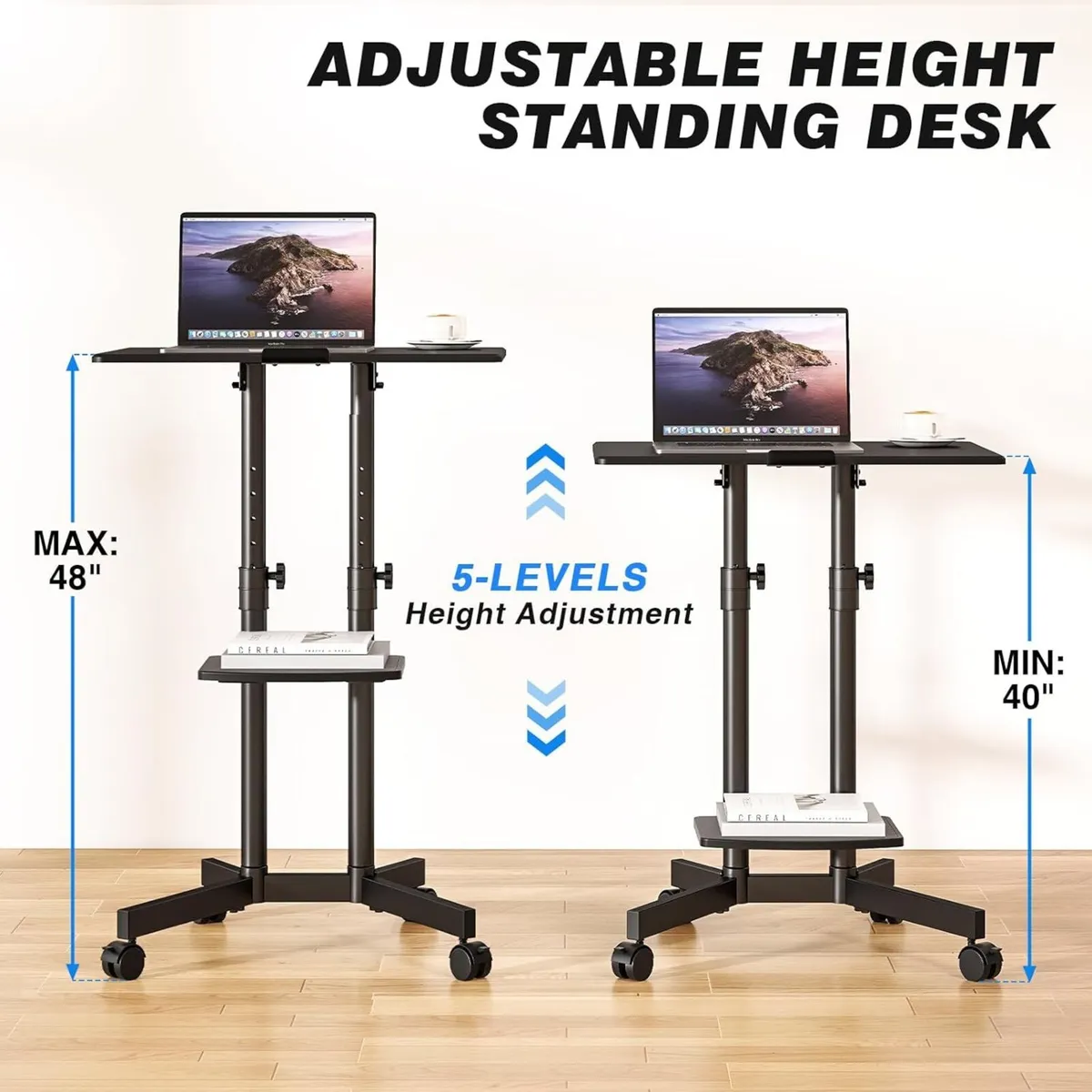 Mobile Standing Desk for Laptop Lectern 60x40CM - Image 2
