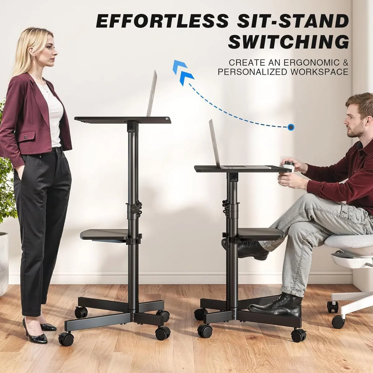 Mobile Standing Desk for Laptop Lectern 60x40CM - Image 3