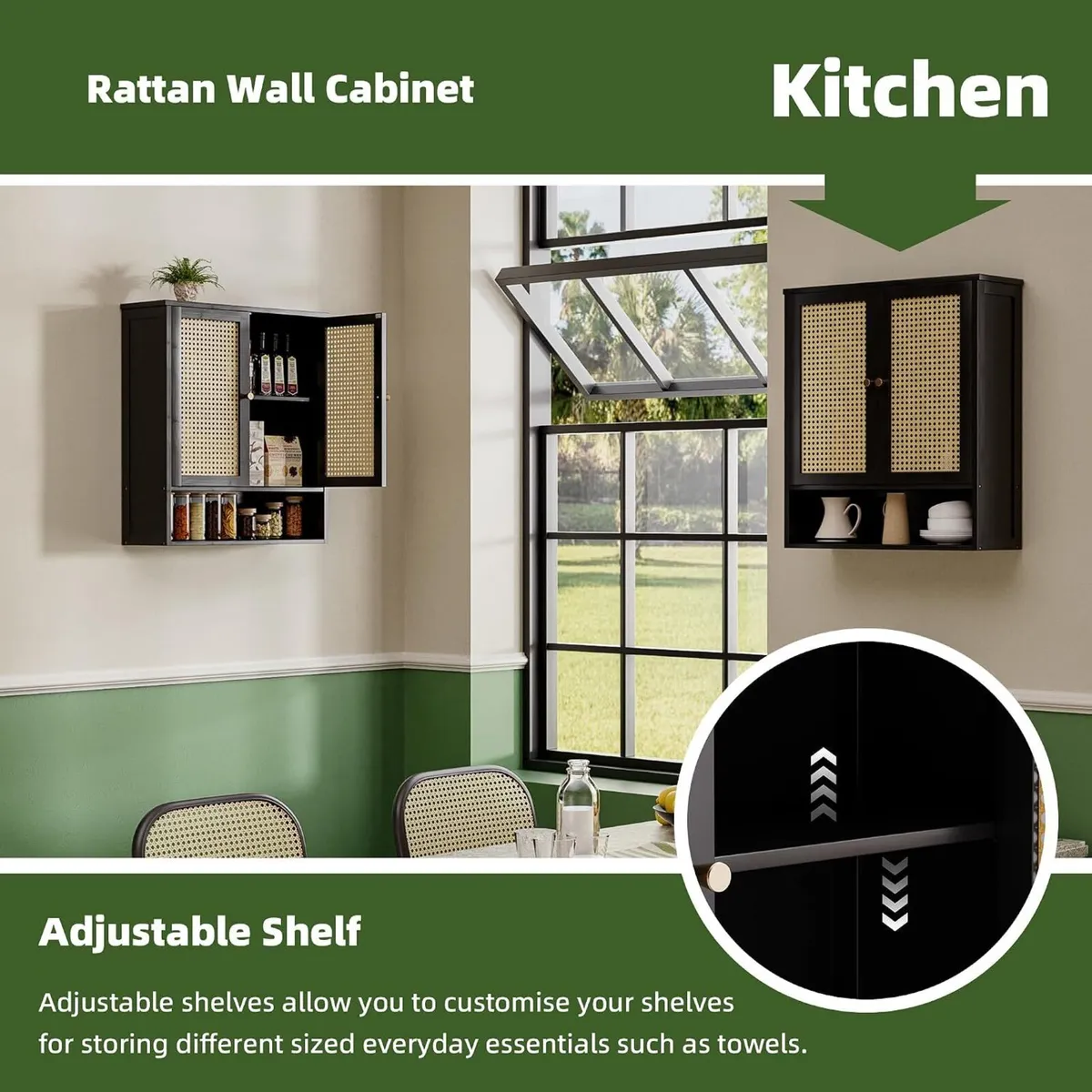 Bathroom Wall Cabinet Bamboo Over-The-Toilet - Image 4