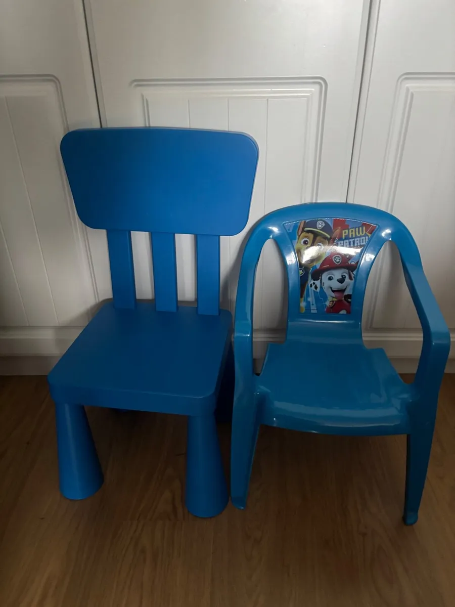 Two blue plastic chairs - Image 2