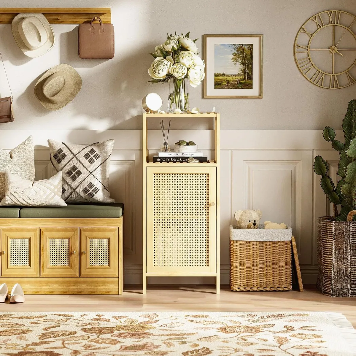 Rattan Bathroom Storage Cabinet Small Bamboo - Image 2