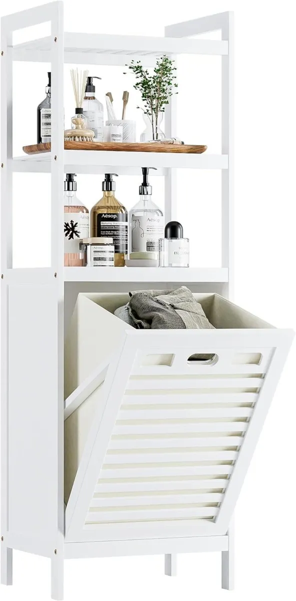 Bamboo Tilt Out Laundry Hamper 40L Bathroom - Image 1