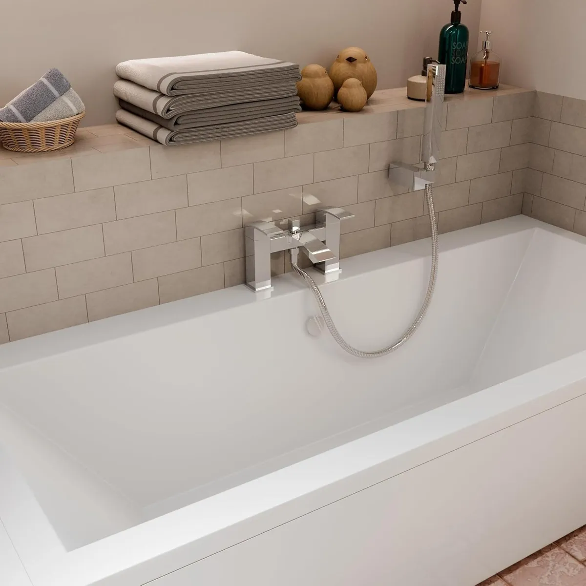Tidal Square Bath Shower Mixer Tap with Kit - Image 2