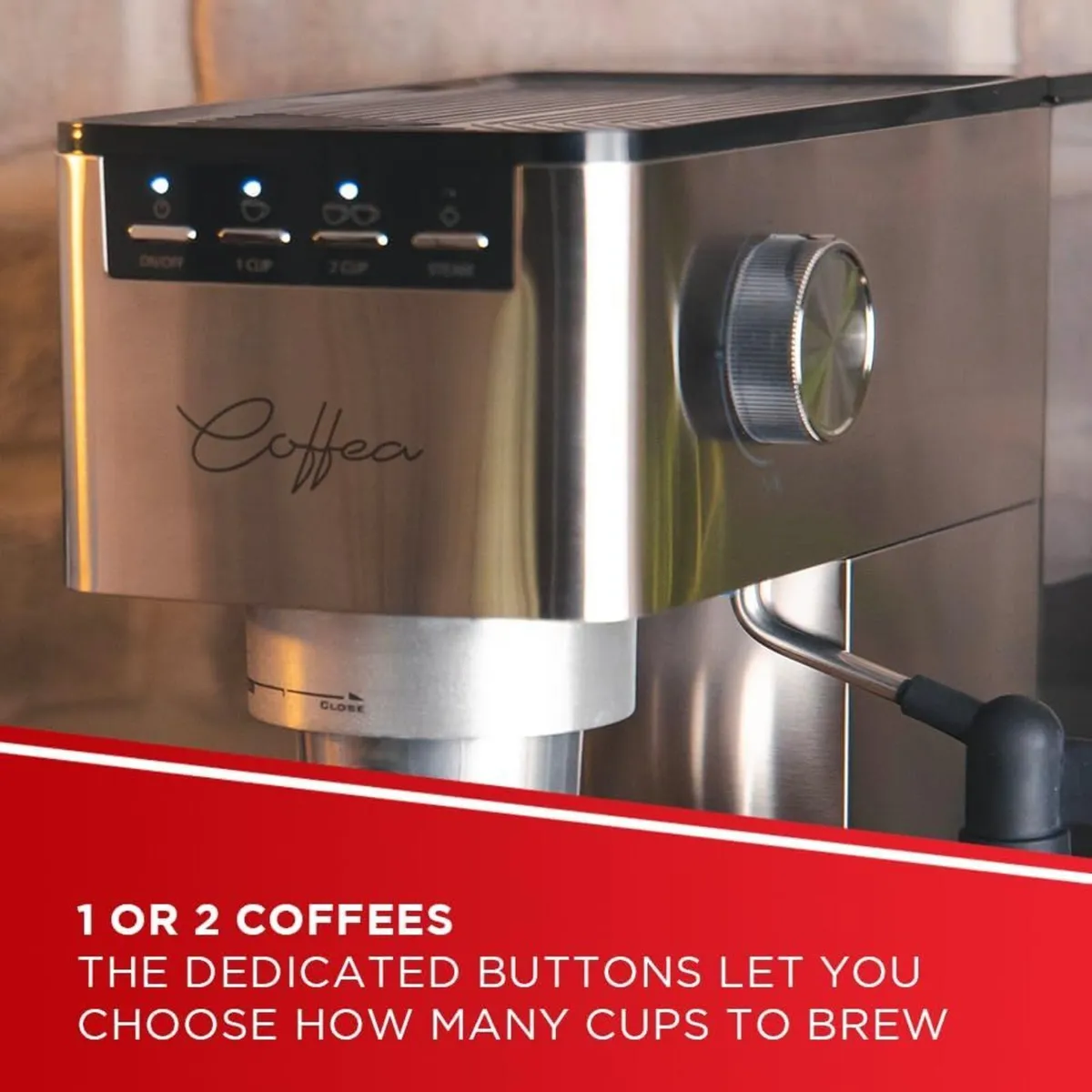 P10s Manual Espresso and Cappuccino Coffee Machine - Image 3