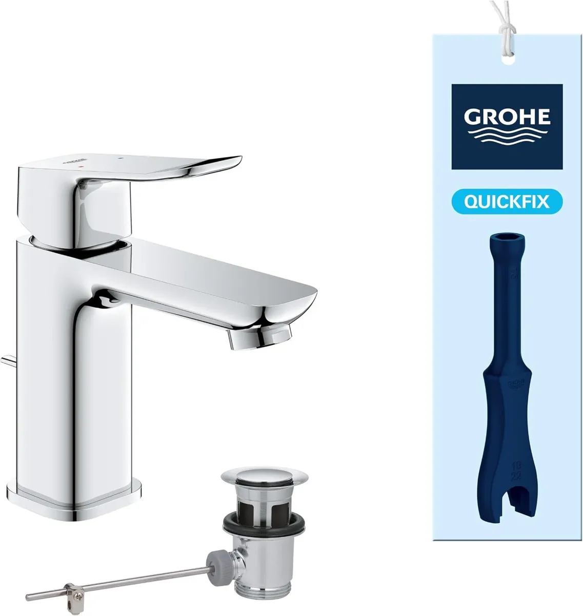 Dice Single Lever Basin Mixer Tap with Pop-Up - Image 1