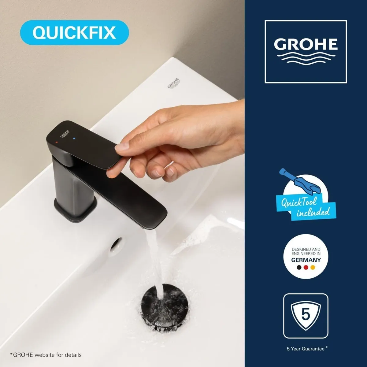 Dice Lever Basin Mixer with Push-Open Waste Set - Image 3