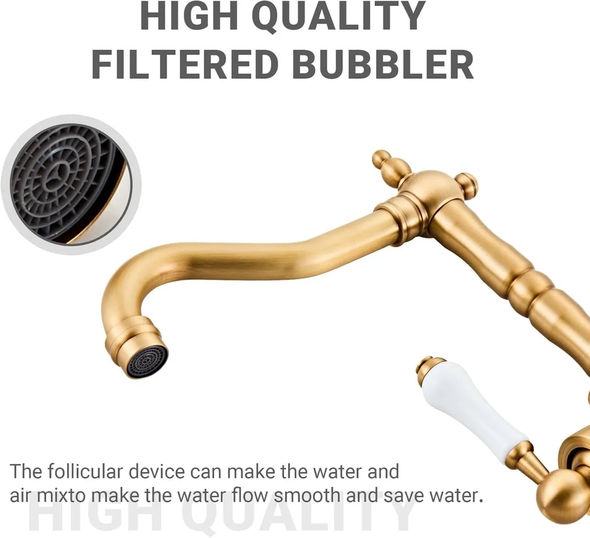 Brass Kitchen Sink Faucet Single Handle Bar - Image 4